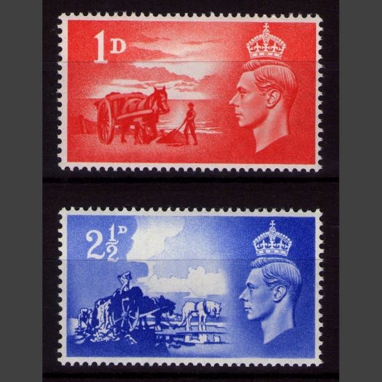 Great Britain 1948 SG C1-C2 Channel Islands General Issue - Third Anniversary of Liberation Set (2v, 1d and 2½d, U/M)