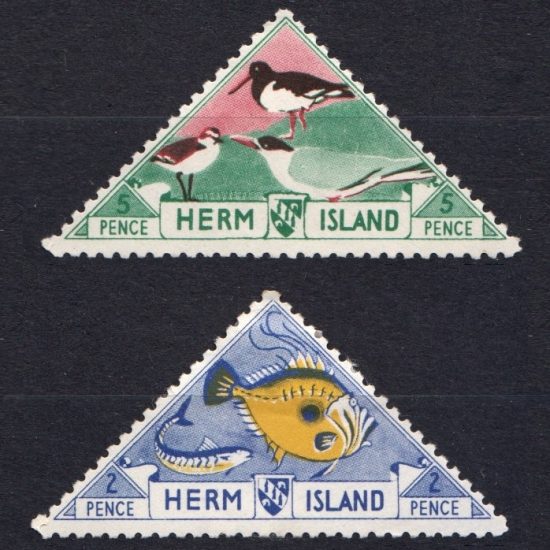 Herm Island 1954 Flora and Fauna Triangulars Part Set (2v, 2d and 5d)