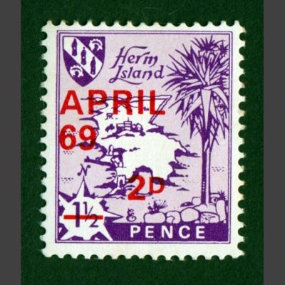 Herm Island 1969 Provisional Issue (2d overprint, U/M)