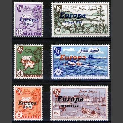 Herm Island 1961 Europa Overprints (6v, 4db to 1s6d, U/M)