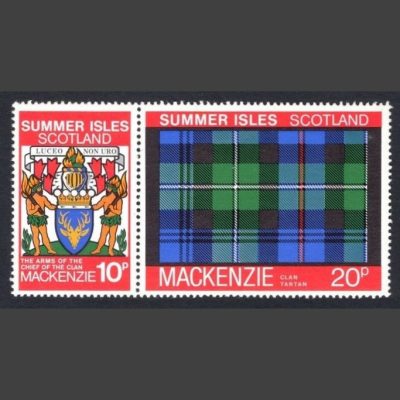Summer Isles 1981 Clan Tartan - Mackenzie Se-tenant Pair (2v, 10p and 20p, U/M)