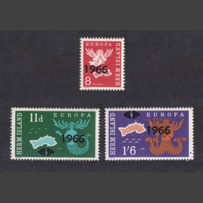 Herm Island 1966 Europa Overprints (3v, 8db to 1s6d, U/M)