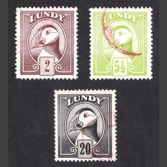 Lundy 1974-82 2p, 5½p, 20p Puffin Definitives (Used)