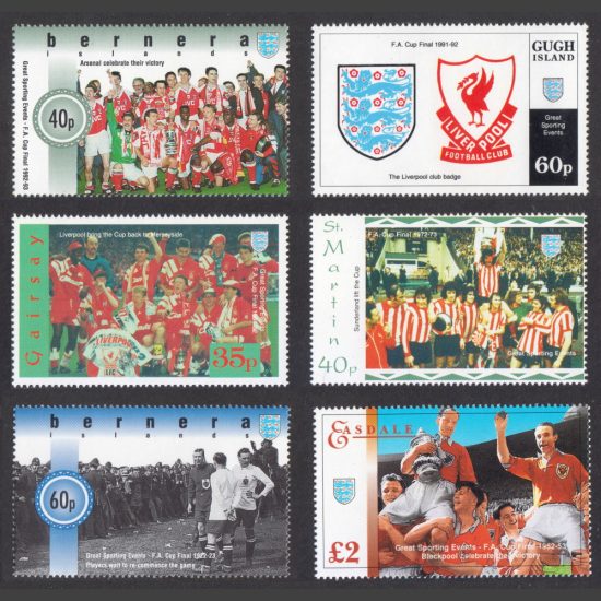 Gairsay, Gugh Island, St Martin, Bernera, Easdale 1990s Selection of Six FA Cup Winners Stamps - Exact Selection Varies (U/M)