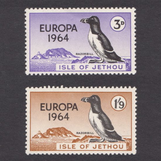 Isle of Jethou 1964 Europa Set - Island and Razorbill (2v, 3d and 1s9d, U/M)