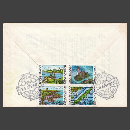Long Island (Ireland) 1973 Local Carriage Issue on FDC (4v, 4p to 15p)