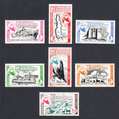 Lundy 1954 Silver Jubilee - 25 Years of Lundy Post - Seamail Issue (7v, ½p to 12p, U/M)