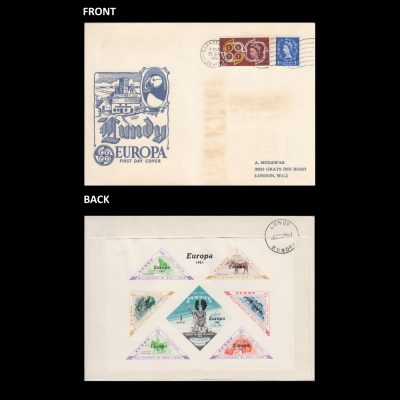 Lundy 1961 Europa First Day Cover (FDC) - Imperforate Set on Generic Europa Cover