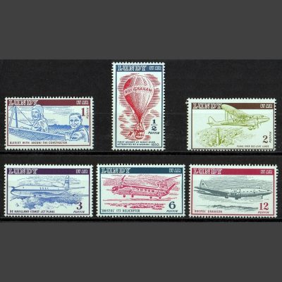 Lundy 1954 Airmail Definitives Set (6v, ½p to 12p, U/M)