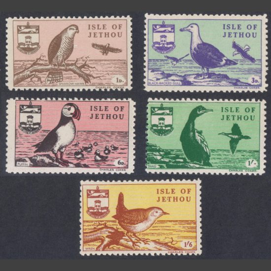 Isle of Jethou 1961 Birds Definitives (5v, 1d to 1s6d, U/M)