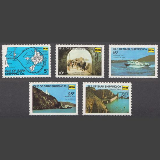 Isle of Sark Shipping Company 1980 Carriage Labels (5v, 5p to 50p, U/M)