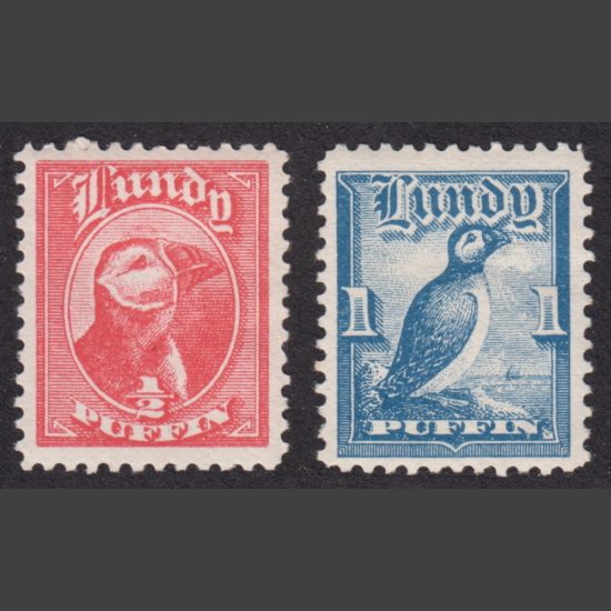Lundy 1929 First Puffin Definitives (2v, ½p and 1p, U/M)