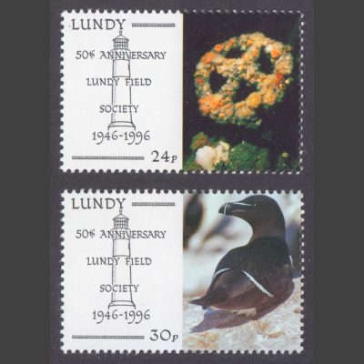 Lundy 1996 50th Anniversary of the Lundy Field Society (2v, 24p and 30p, U/M)