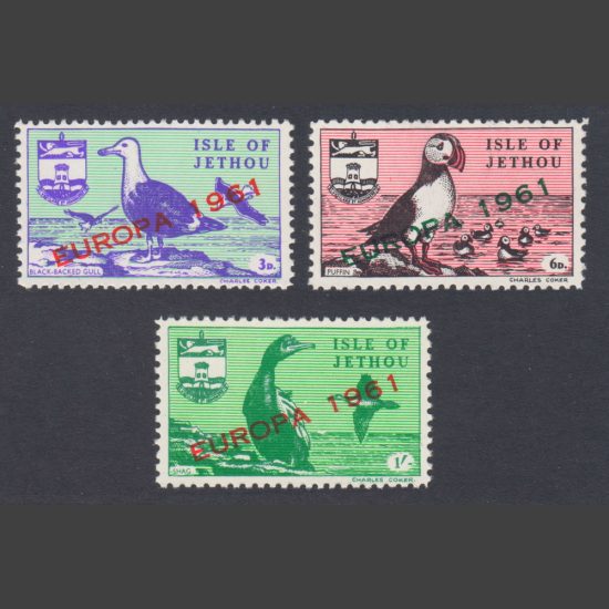 Isle of Jethou 1961 Europa Overprints (3v, 3d to 1s, U/M)