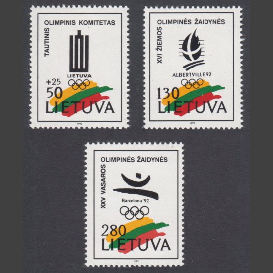 Lithuania 1992 Winter Olympic Games, Albertville, and Summer Games, Barcelona (SG 501-3)