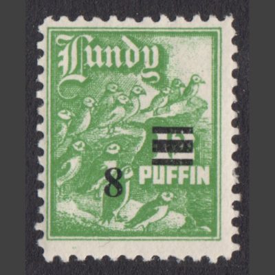 Lundy 1951 8 on 12 Puffins Provisional Surcharge (U/M)