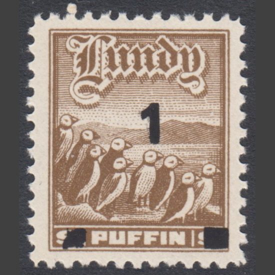 Lundy 1969 1p on 9p Provisional Surcharge in Black (U/M)