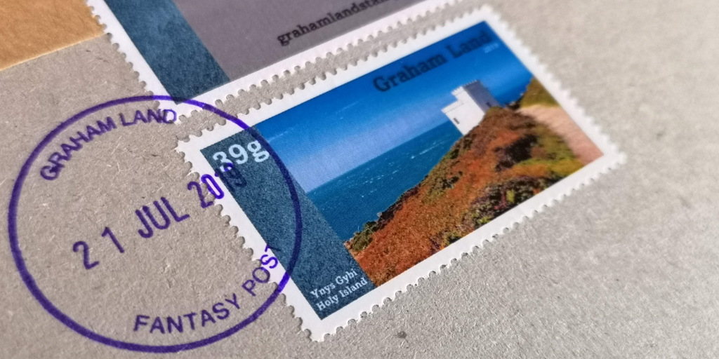 Postmarked "Graham Land" label on mail to a customer