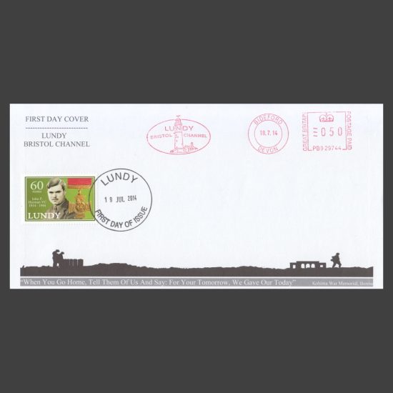 Lundy 2014 John P. Harman VC Birth Centenary First Day Cover (FDC)