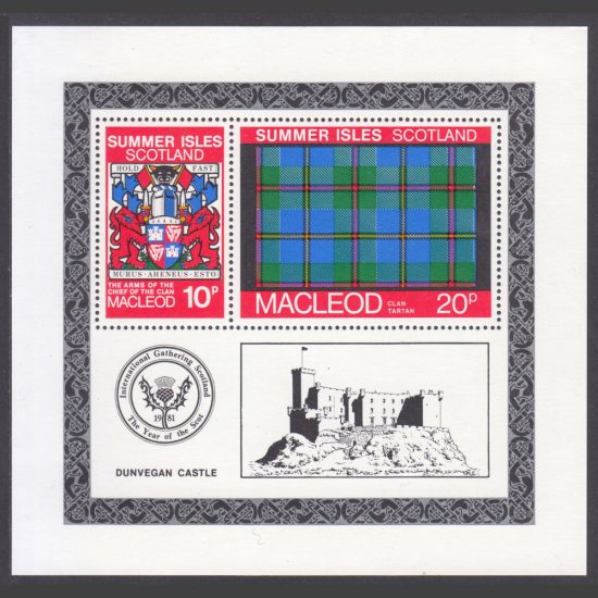 Summer Isles 1981 Clan Tartan – MacLeod Miniature Sheet Printing Error (U/M)