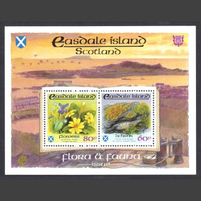 Easdale Island 1988 Flora & Fauna Miniature Sheet - Flowers & Lichens (2v, 60p and 80p, U/M)