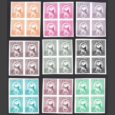 Lundy 1982 Definitives 9v in Imperforate Blocks of Four (U/M)