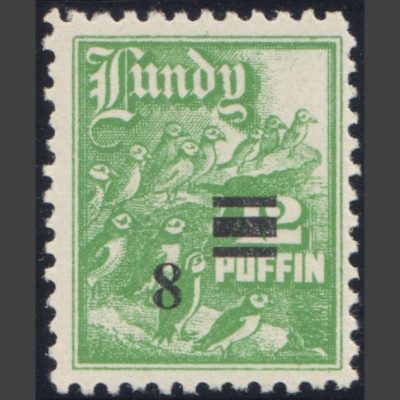 Lundy 1951 8 on 12 Puffins Provisional Surcharge - Original Value Partly Exposed (U/M)