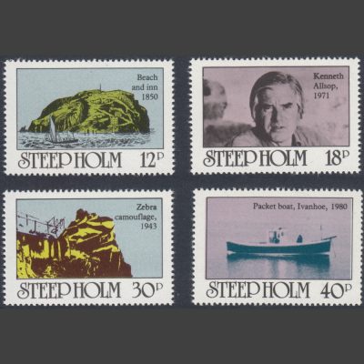 Steep Holm's inaugural 1980 issue - of which only 7,600 were produced - featuring four individual values (12p, 18p, 30p and 40p).