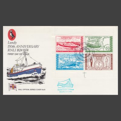 Lundy 1974 150th Anniversary of the Royal National Lifeboat Institution (RNLI) First Day Cover (FDC)