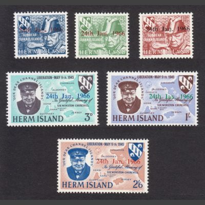 Herm Island 1966 Sir Winston Churchill Memorial Issue (6v, 4db to 2s6d, U/M)