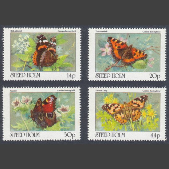 Steep Holm 1981 Butterflies (4v, 14p to 44p, U/M)