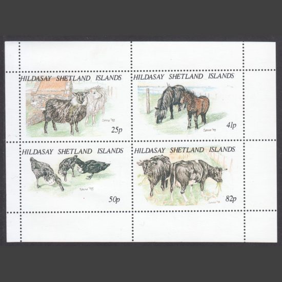 Hildasay 1995 Animals and Birds of the Shetlands - Heavyweight Text (4v, 25p to 82p, U/M)