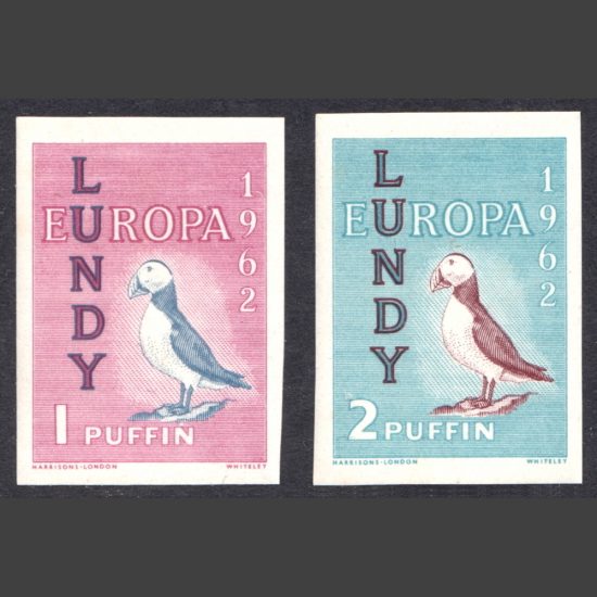 Lundy 1962 Europa Imperforate Part Set (2v, 1p and 2p, U/M)