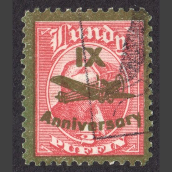 Lundy 1943 ½p IX Anniversary of Airmail - Gold Overprint (Used)