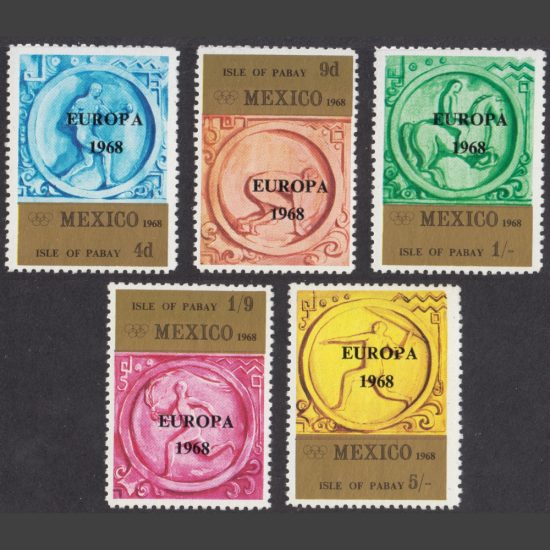 Pabay 1968 Europa Overprints (5v, 4d to 5s, U/M)