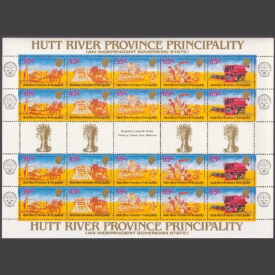 Hutt River Province Principality 1984 14th Anniversary of Secession Sheetlet (5v, 30c to 85c, x4, U/M)