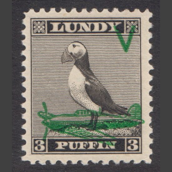 Lundy 1942 3p Victory Issue Overprint - Emerald Green (M/M)