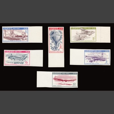 Lundy 1954 Silver Jubilee - 25 Years of Lundy Post - Airmail Issue Imperforate Printers' Proofs (6v, ½p to 12p, U/M)