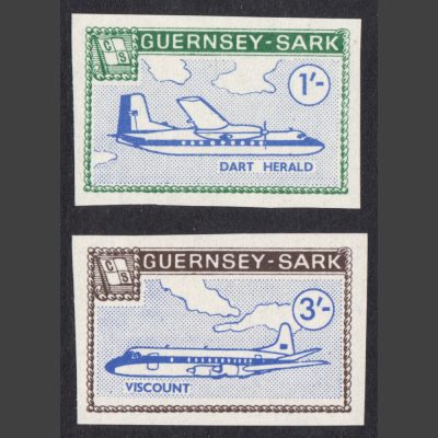 Guernsey-Sark Commodore Shipping 1967 Imperforate Definitives in Issued Colours (2v, 1s and 3s, U/M)