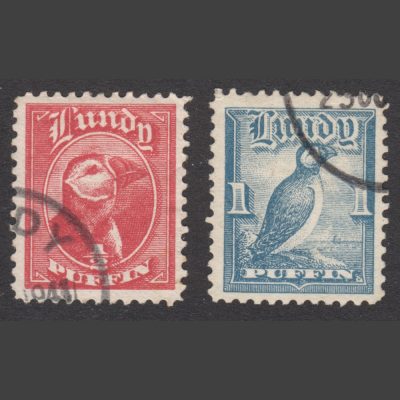 Lundy 1929 First Puffin Definitives (2v, ½p and 1p, Used)