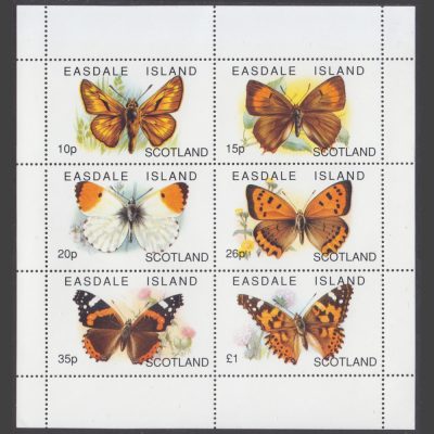 Easdale Island 1996 Butterflies Sheetlet (6v, 10p to £1, U/M)