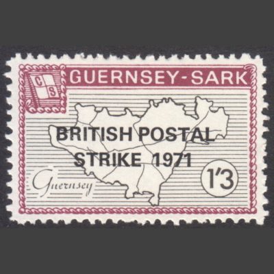 Guernsey-Sark Commodore Shipping 1965 1s3d Definitive Overprinted for 1971 GB Postal Strike (U/M)