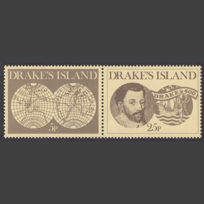 Drake's Island 1980 "Drake 400" First Issue (2v, 5p and 25p, U/M)