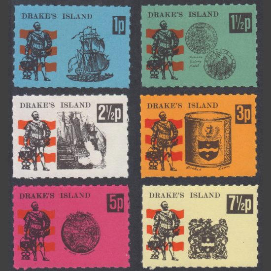 Drake's Island 1973 Definitives (6v, 1p to 7½p, U/M)
