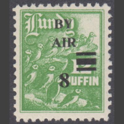 Lundy 1951 8 on 12 Puffins "By Air" Overprint - Narrow Spacing (U/M)
