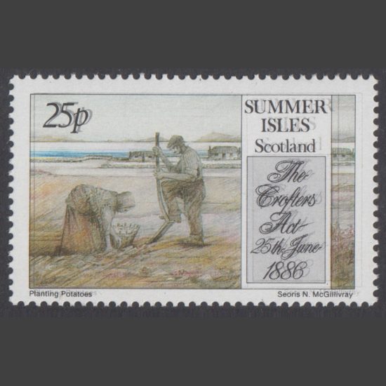 Summer Isles 1986 25p Crofters' Act Centenary with Double Impression Error (U/M)