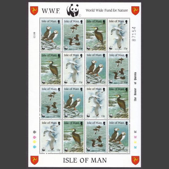 Isle of Man 1989 WWF Miniature Sheet with Sea Birds Issues (SG 420-423 x4, U/M)