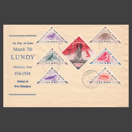 Lundy 1955 Millenary - Birds/Bloodaxe First Day Cover (FDC)