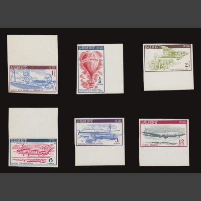 Lundy 1954 Airmail Definitives Imperforate Printers' Proofs (6v, ½p to 12p, U/M)