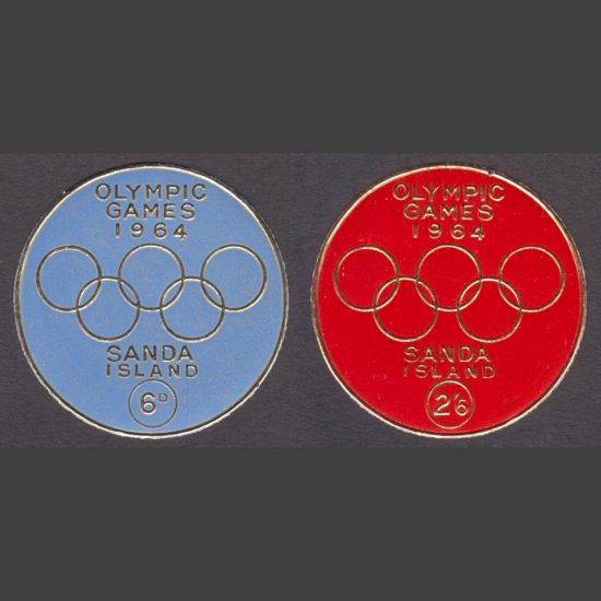 Sanda Island 1964 Olympic Games Gold Foil Stamps Part Set (2v, 6d and 2s6d, U/M)